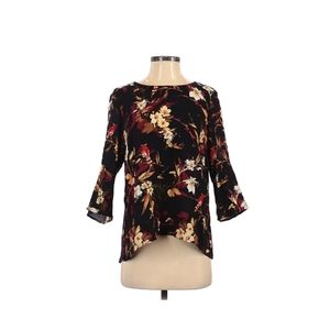 J. Jill Floral Hi Low Hem 3/4 Sleeve Blouse Size S
